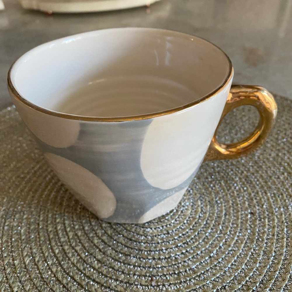 Anthropologie Gold and Gray Mug